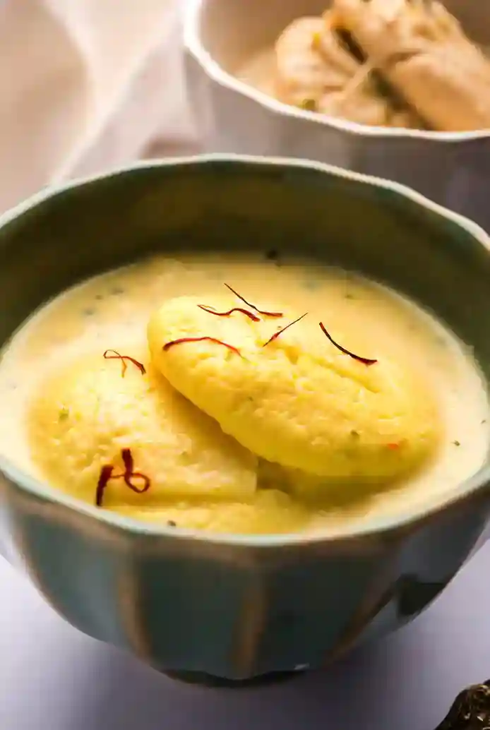 Rasmalai on a green bowl